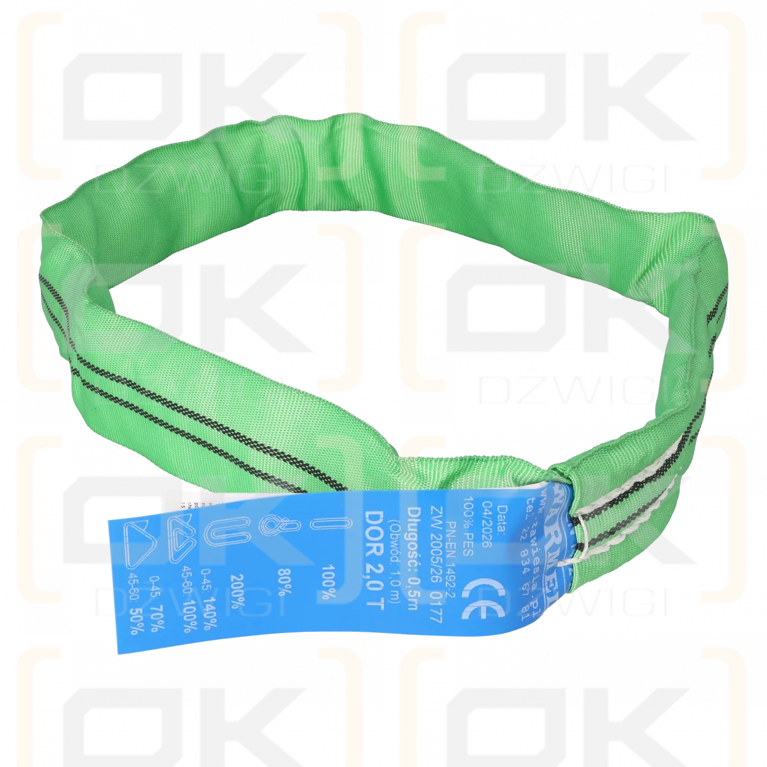 Eslinga de manguera de 2,0 T y 0,5 m